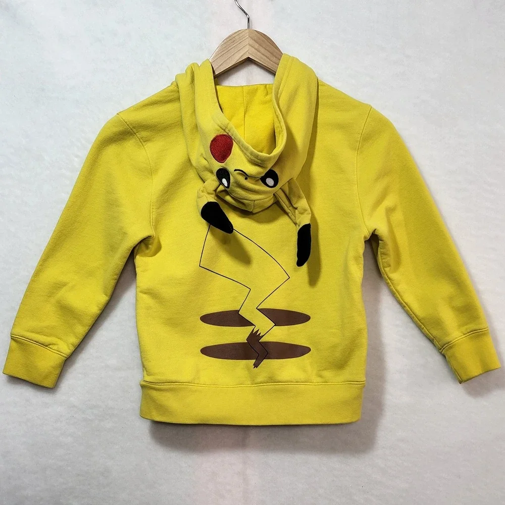 Pokemon Pikachu‎ Kids Yellow Full Zip Hoodie 3D Ears Poke Ball Zipper Small SM